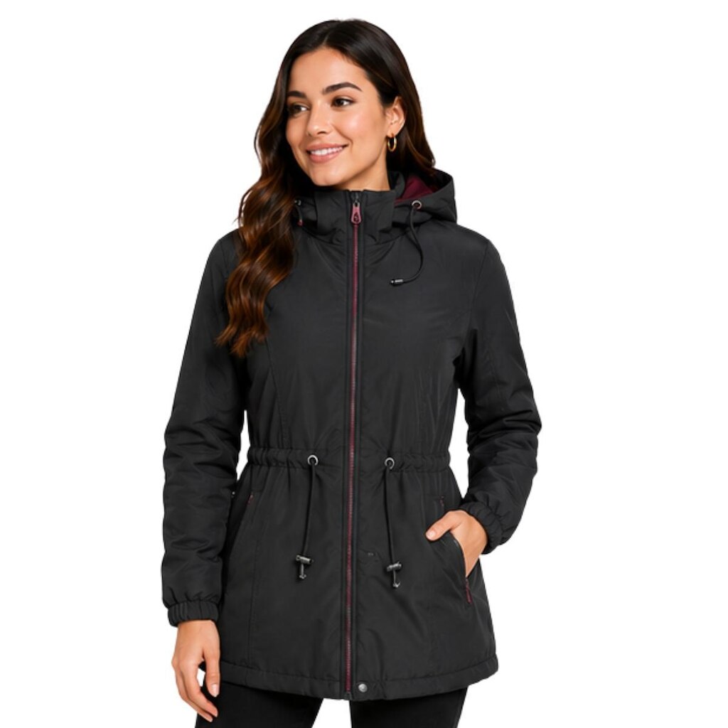 Jaqueta Parka Feminina Dupla Face Com Capuz Inverno