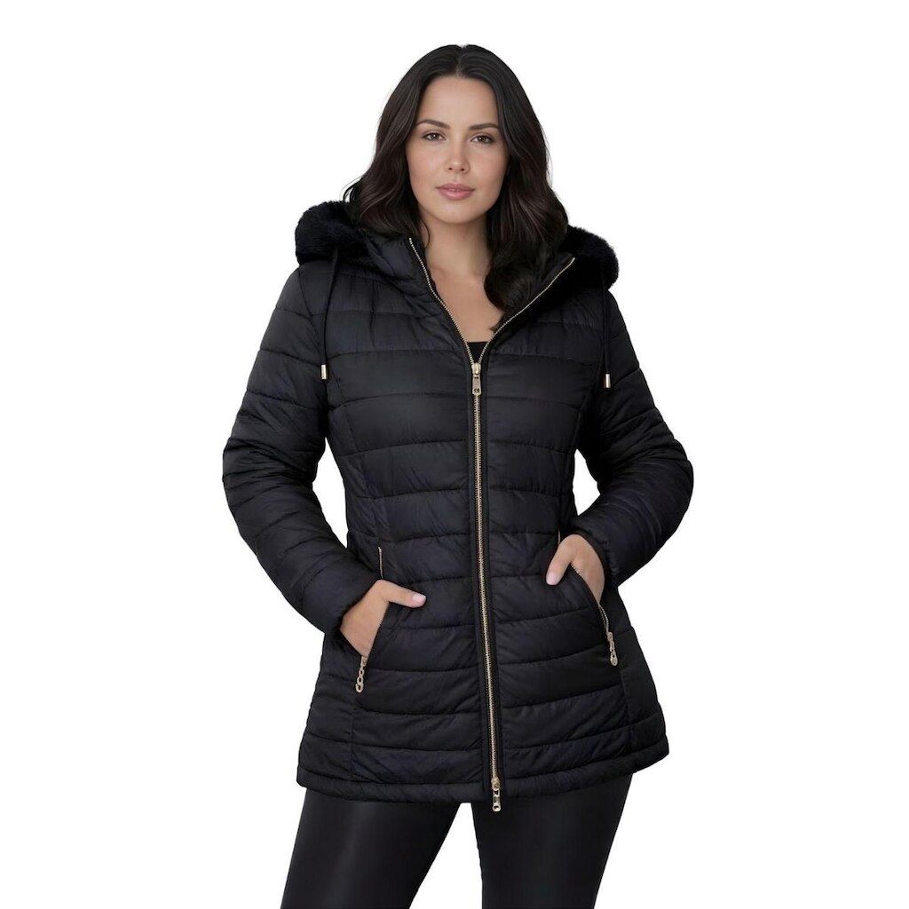 Jaqueta ParKa Feminina Dupla Face Nylon/Peluciada