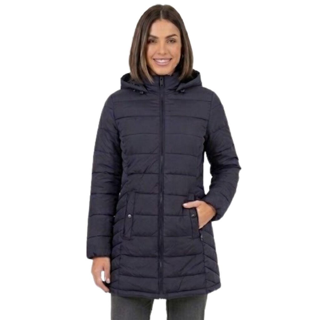 Jaqueta Parka Feminina Puffer Com Capuz Inverno Nylon