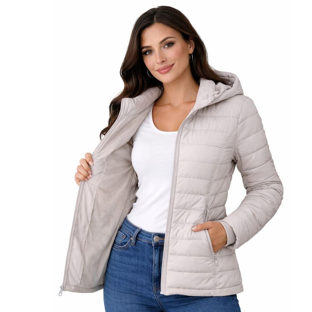 Jaqueta Parka  Puffer Com Capuz Inverno Nylon