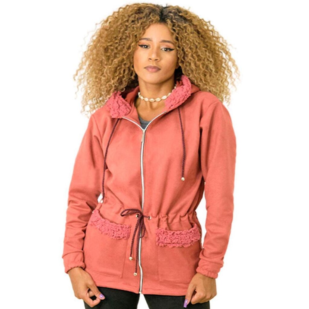 Jaqueta Parka Suede Feminina Catwalk