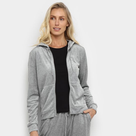 Jaqueta Plush Hering Básica Com Capuz Feminina - Mescla Menor preço em Jaqueta Plush Hering Básica Com Capuz Feminina - Mescla