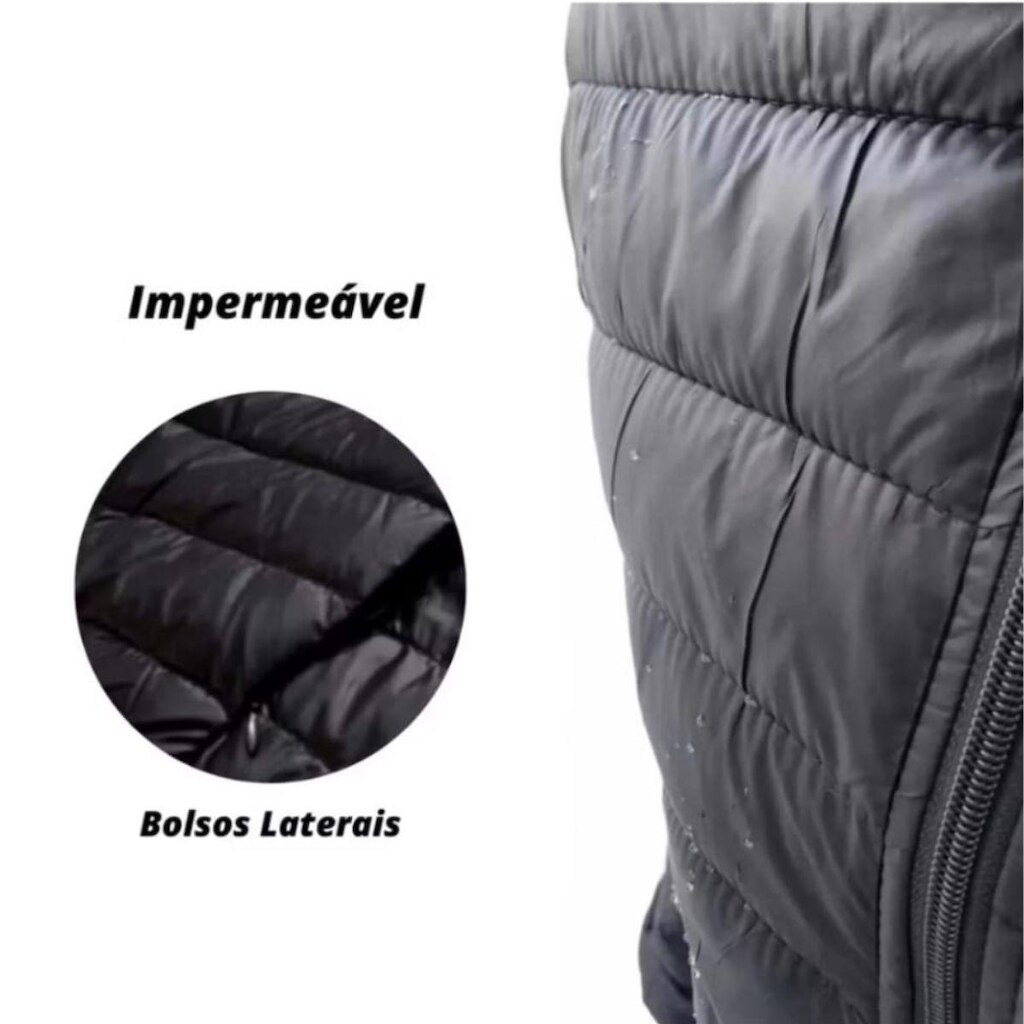 Jaqueta Puffer Acolchoada Masculina Industrie Com Capuz Removível Preto