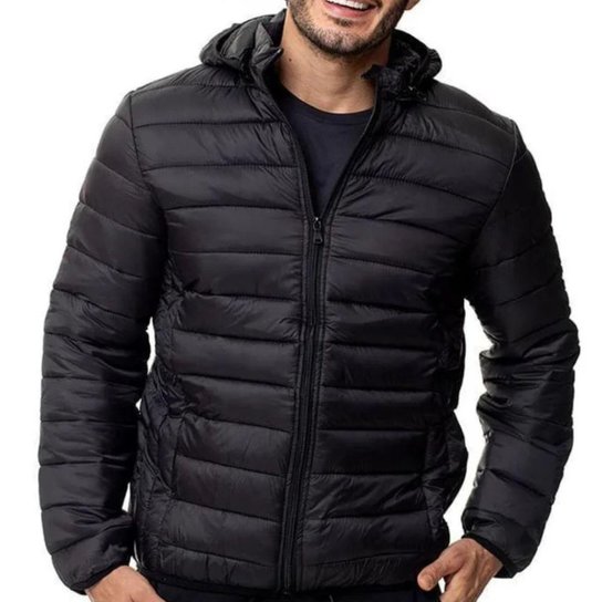 Jaqueta Puffer Acolchoada Masculina Industrie Com Capuz Removível