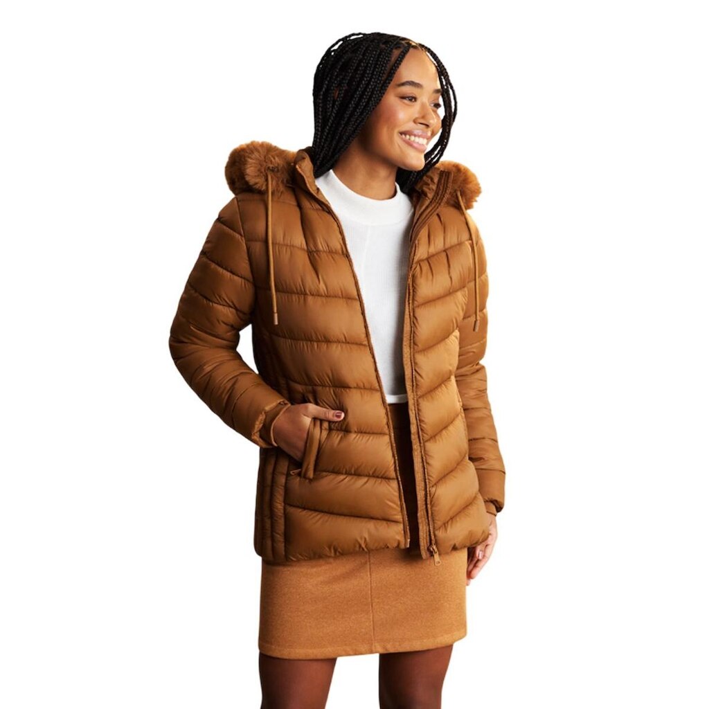 Jaqueta Puffer Alongada Lunender com Forro Pelo