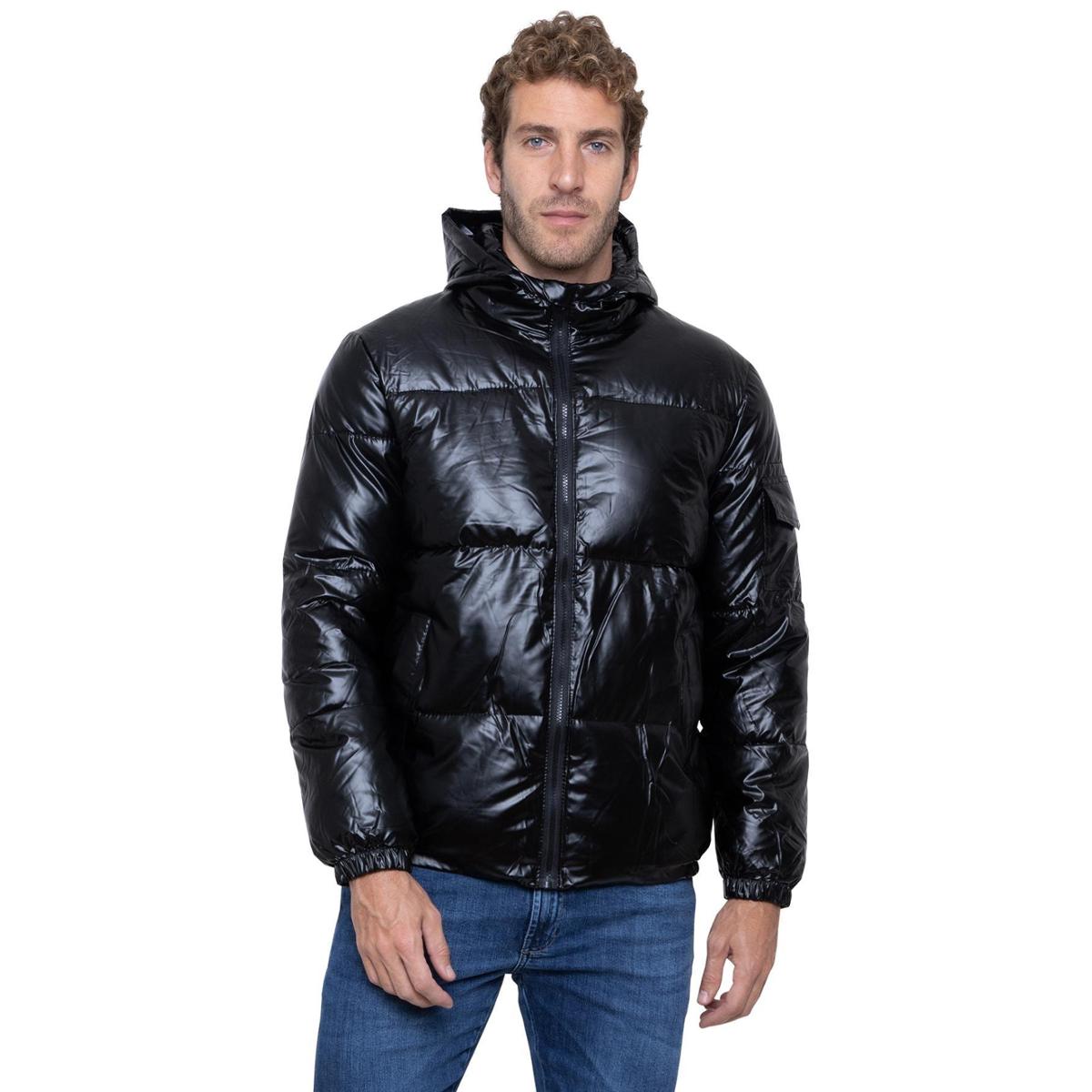 Jaqueta Puffer Brilhante com Capuz para Inverno Acolchoada Preta Shiny Menor preço em Jaqueta Puffer Brilhante com Capuz para Inverno Acolchoada Preta Shiny