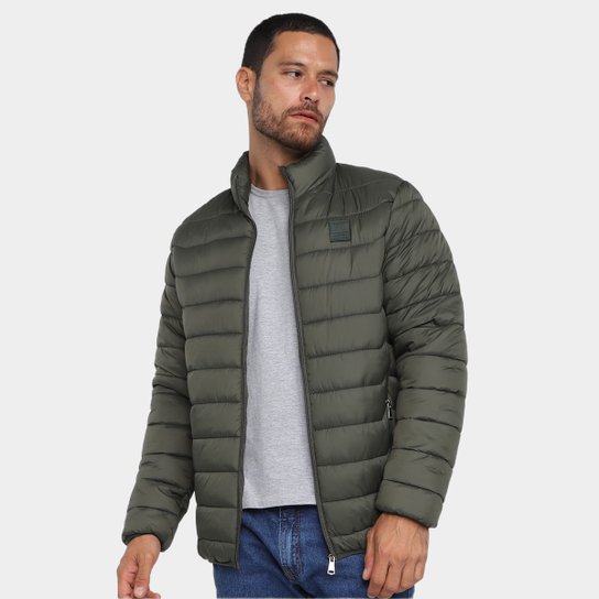 Jaqueta Puffer Broken Rules Gola Alta Masculina - Verde Menor preço em Jaqueta Puffer Broken Rules Gola Alta Masculina - Verde