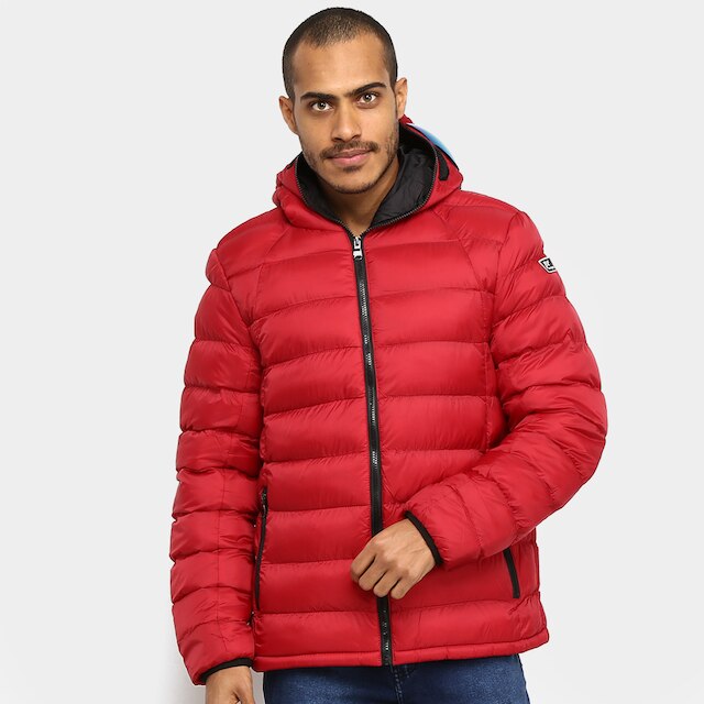 Jaqueta Puffer Broken Rules Nylon Capuz Fechado Masculina - Vermelho Menor preço em Jaqueta Puffer Broken Rules Nylon Capuz Fechado Masculina - Vermelho