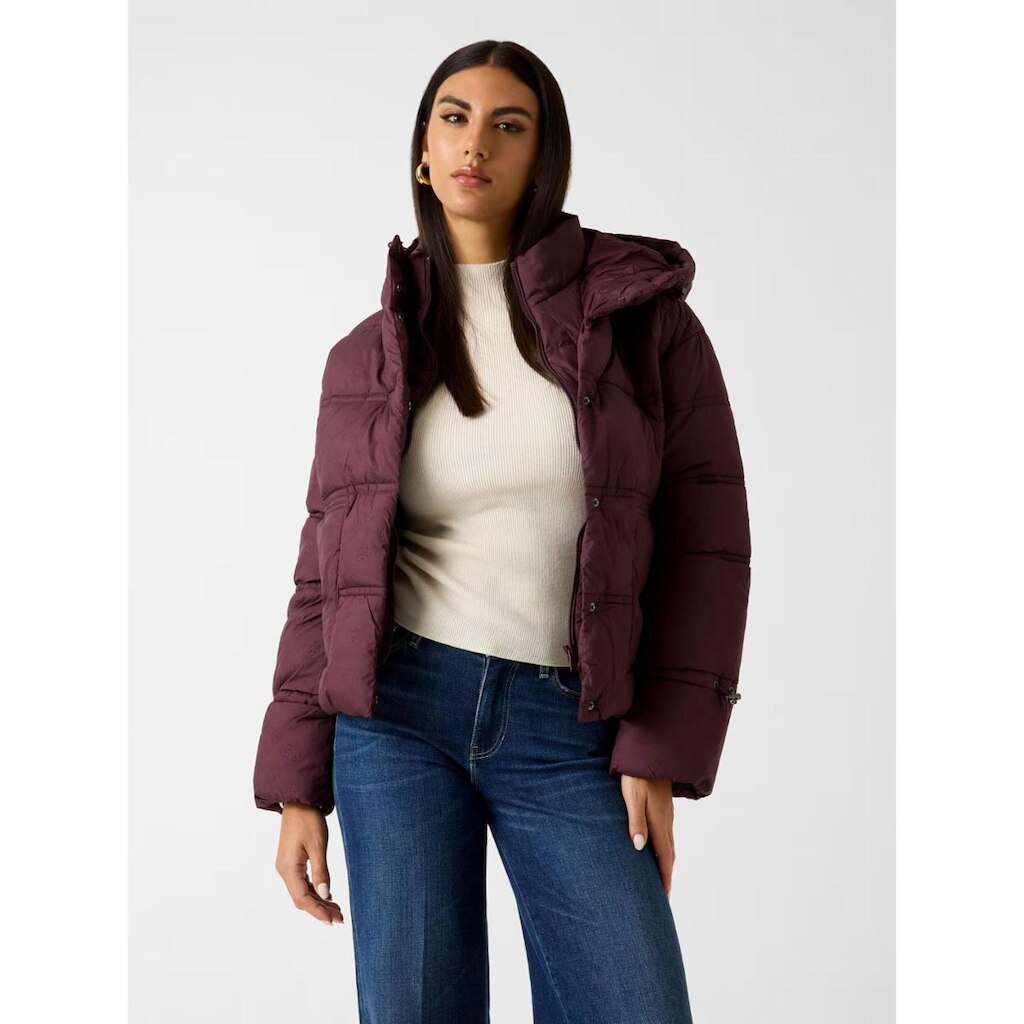 Jaqueta Puffer Capuz Eco Vinho