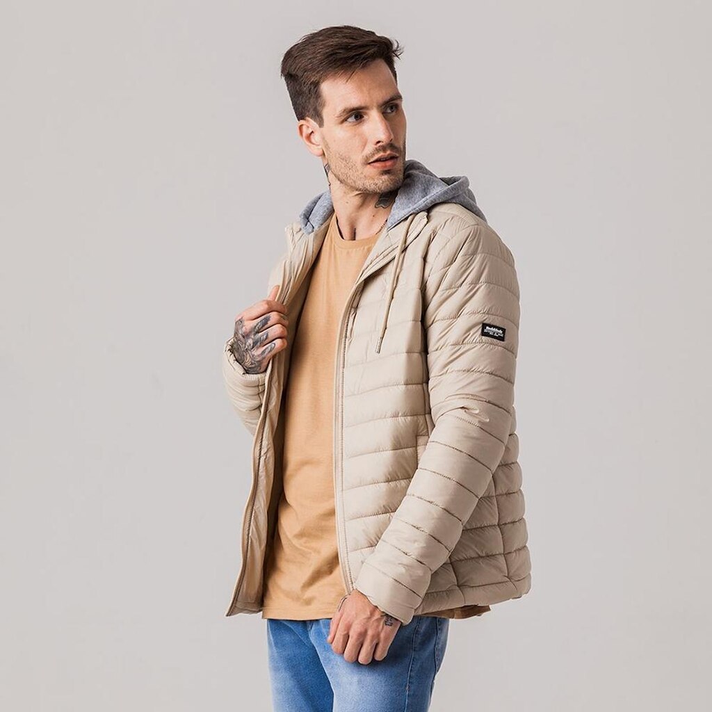 Jaqueta Puffer com capuz de moletom Masculina Endless Rock e Soda