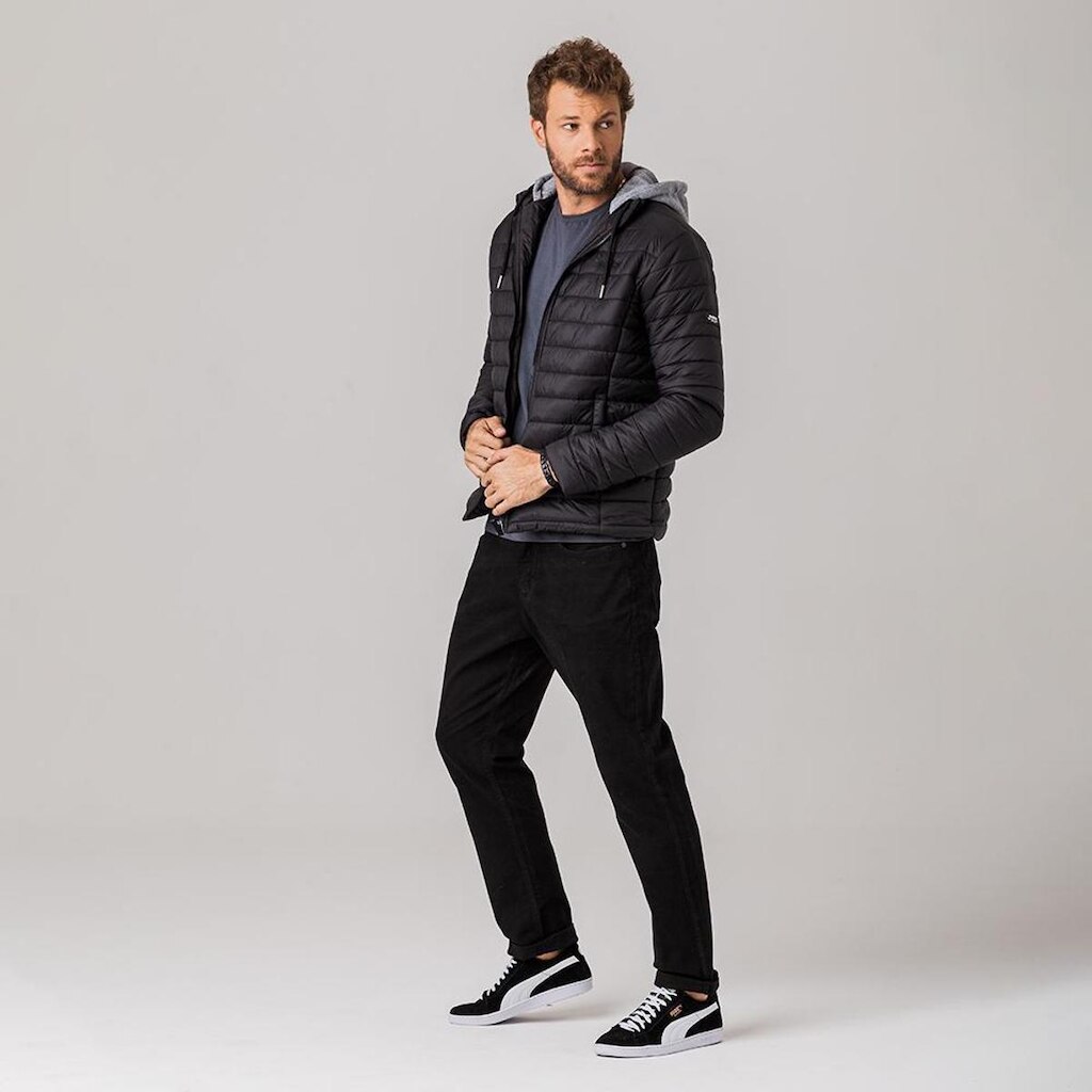 Jaqueta Puffer com capuz de moletom Masculina Endless Rock e Soda