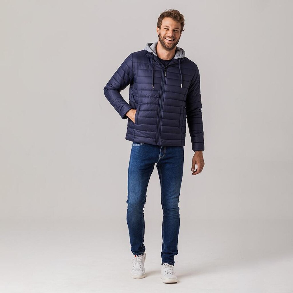 Jaqueta Puffer com capuz de moletom Masculina Endless Rock e Soda