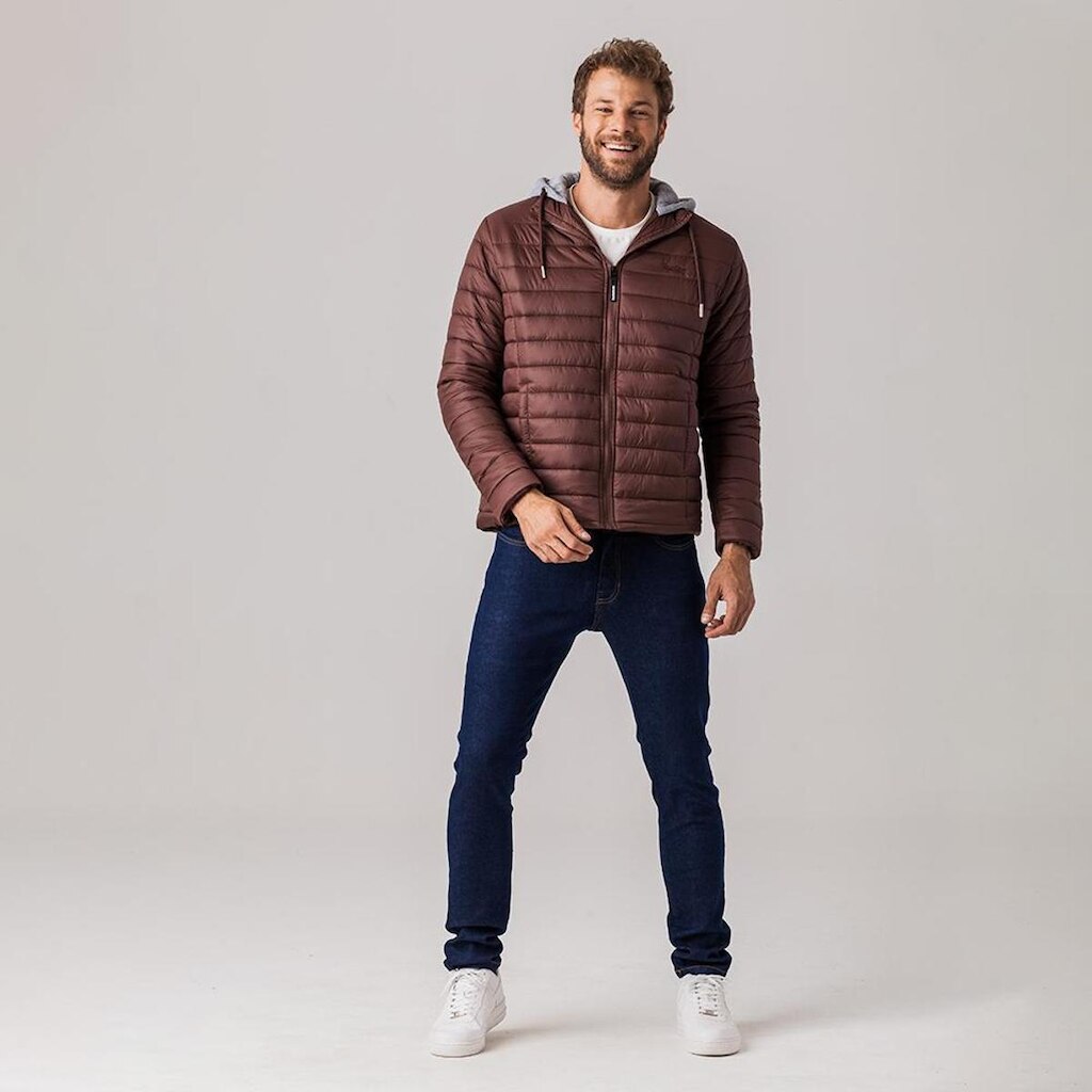 Jaqueta Puffer com capuz de moletom Masculina Endless Rock e Soda