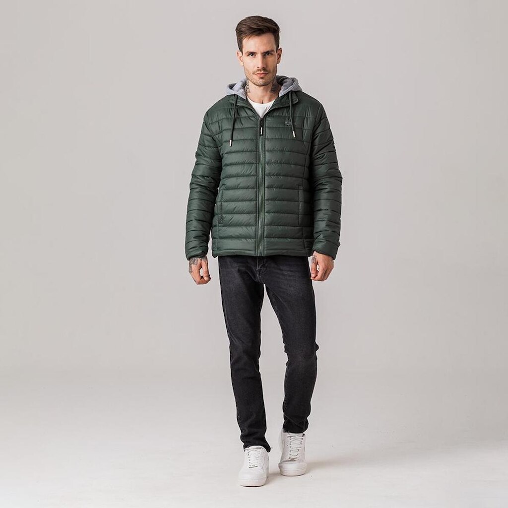 Jaqueta Puffer com capuz de moletom Masculina Endless Rock e Soda