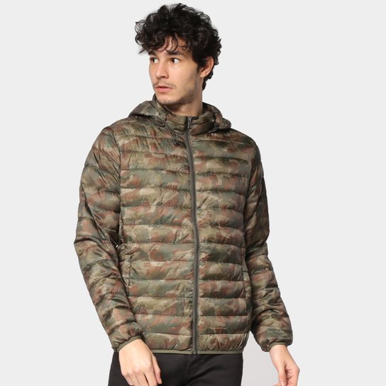 Jaqueta Puffer Eagle Rock Camuflada Masculina - Verde Militar Menor preço em Jaqueta Puffer Eagle Rock Camuflada Masculina - Verde Militar