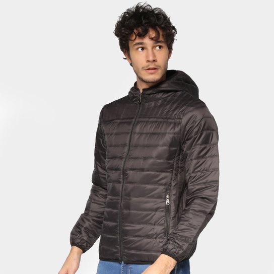 Jaqueta Puffer Eagle Rock com Capuz Masculina - Preto Menor preço em Jaqueta Puffer Eagle Rock com Capuz Masculina - Preto