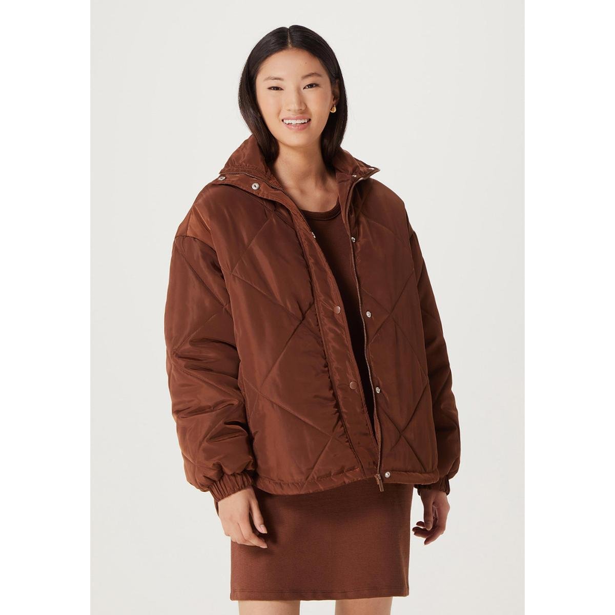 Jaqueta Puffer Feminina Oversized - Marrom | Netshoes