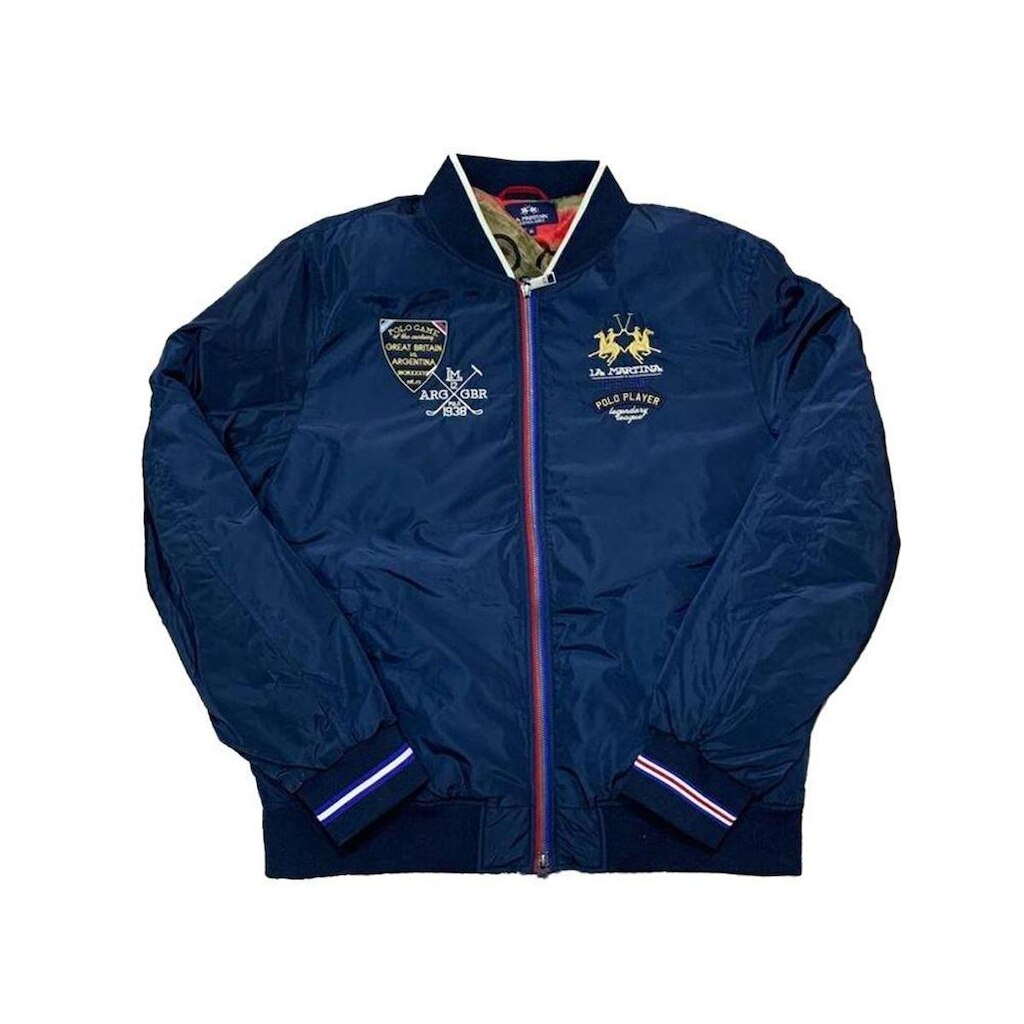 Jaqueta Puffer La Martina De Nylon Bordada Azul Marinho