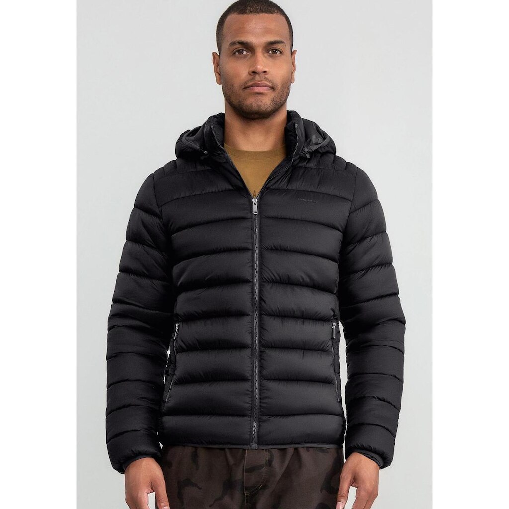 Jaqueta Puffer Masculina em Nylon com Capuz