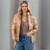 Jaqueta Puffer Metalizada Nylon Impermeável Bobojaco Feminina Com Capuz - Dourado