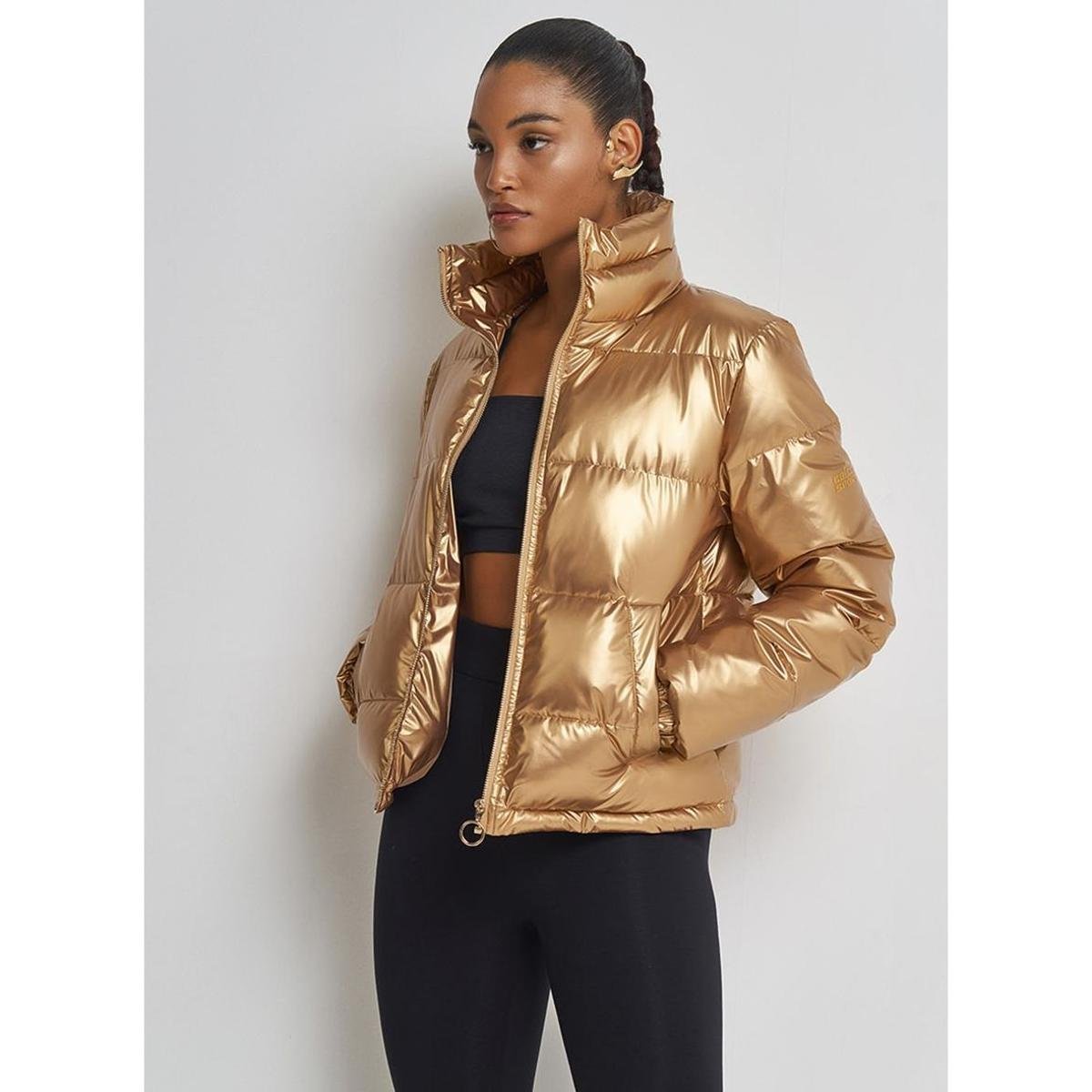 その他 Zumba llic Puffer Jacket <Gold&gt Jaqueta Puffer Metalizada - Dourado | Netshoes