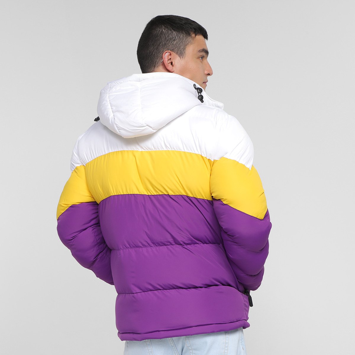 Jaqueta Puffer NBA Los Angeles Lakers Pesada Masculina Branco