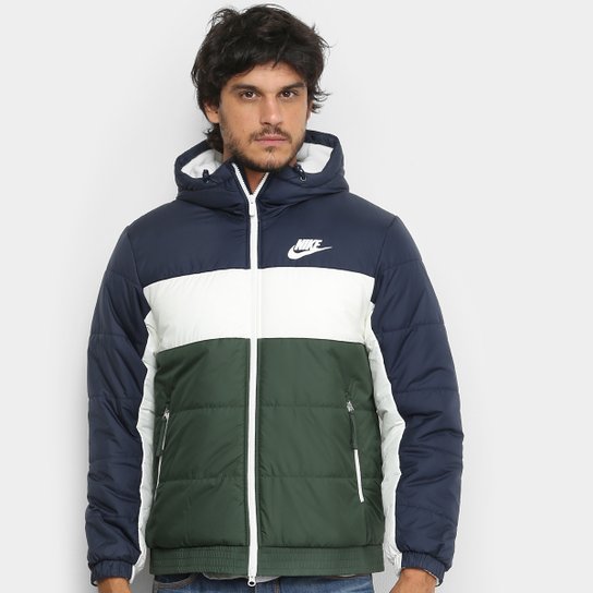 Jaqueta Puffer Nike Sportswear Masculina - Azul e Verde Menor preço em Jaqueta Puffer Nike Sportswear Masculina - Azul e Verde