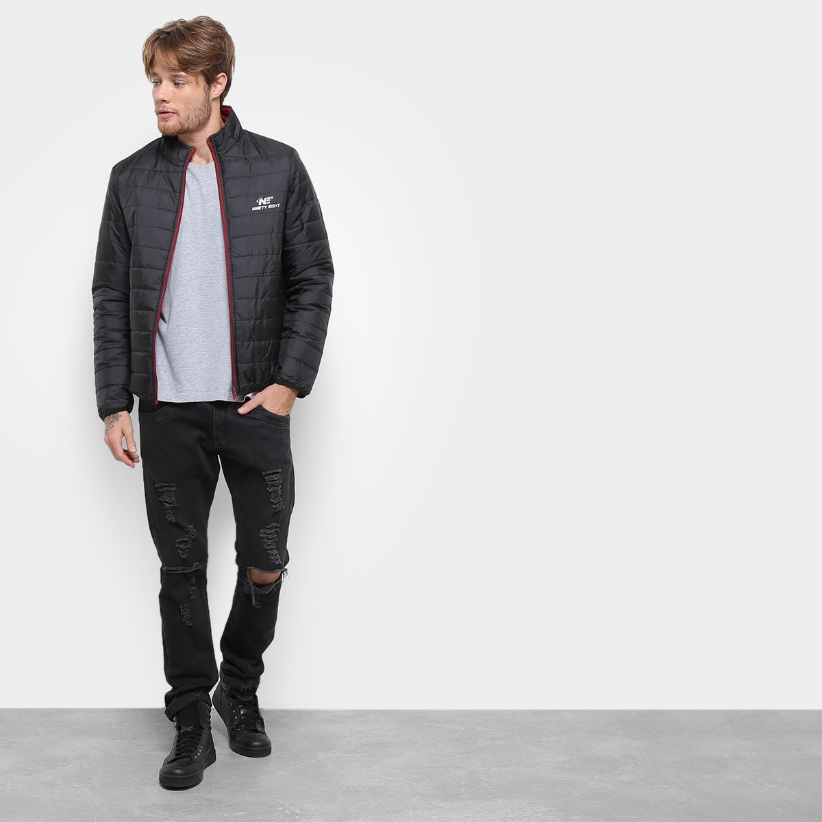 jaqueta puffer ninety eight nylon masculina