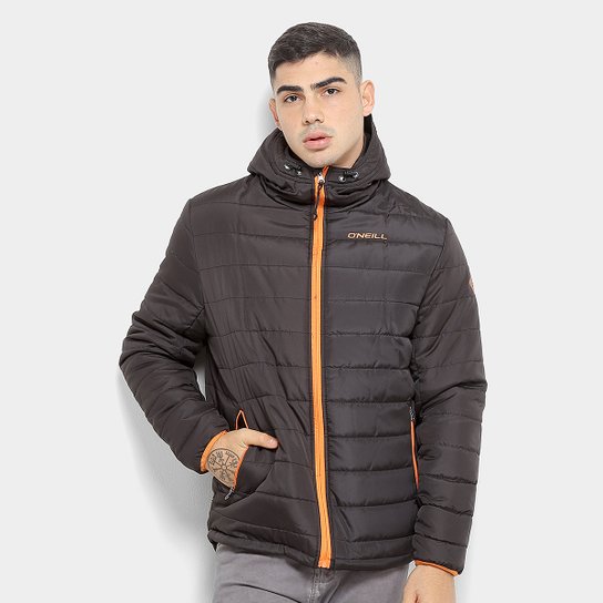 Jaqueta Puffer O'Neill Ulina Masculina - Preto e Laranja Menor preço em Jaqueta Puffer O'Neill Ulina Masculina - Preto e Laranja