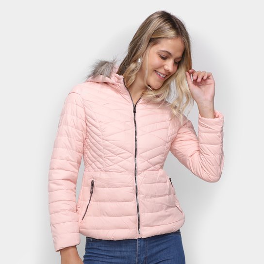 Jaqueta Puffer Roosevelt Pelinho C/ Capuz Feminina - Rosê Menor preço em Jaqueta Puffer Roosevelt Pelinho C/ Capuz Feminina - Rosê