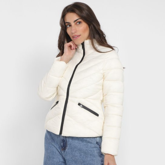 Jaqueta Puffer The Style Box Feminina - Off White Menor preço em Jaqueta Puffer The Style Box Feminina - Off White