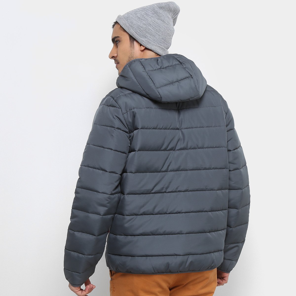 jaqueta puffer treebo básica capuz masculina