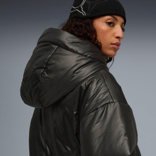 Jaqueta Puma Wardrobe Essentials Shiny Hooded Padded Feminino