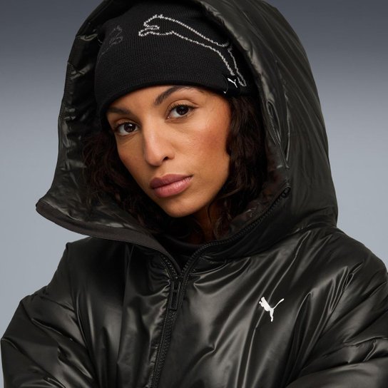 Jaqueta Puma Wardrobe Essentials Shiny Hooded Padded Feminino