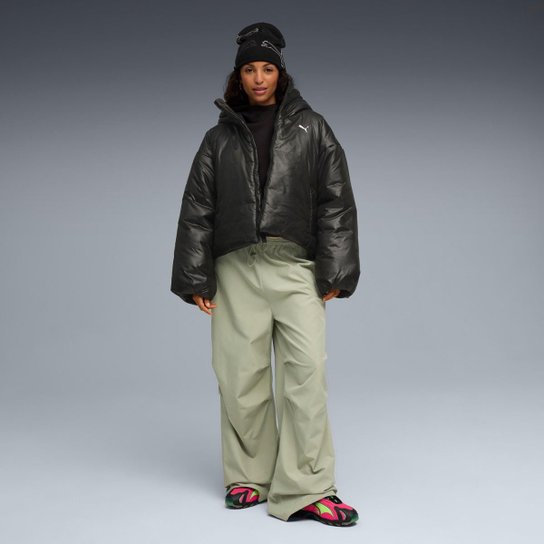 Jaqueta Puma Wardrobe Essentials Shiny Hooded Padded Feminino