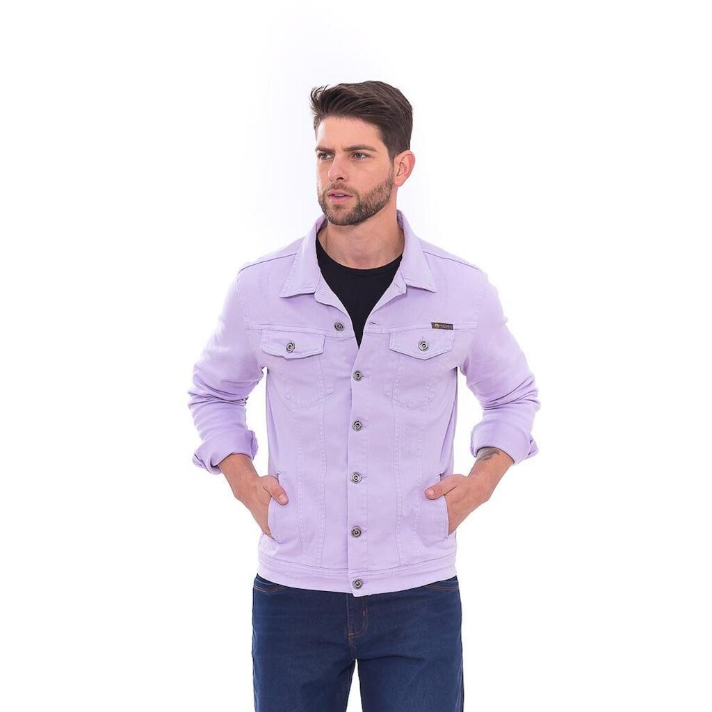 Jaqueta Rasgada Masculina  Casaco Alfazema Destroyed