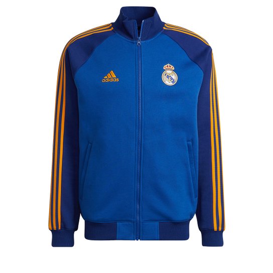 Jaqueta Real Madrid Hino 22/23 Adidas Masculina - Azul+Laranja Menor preço em Jaqueta Real Madrid Hino 22/23 Adidas Masculina - Azul+Laranja