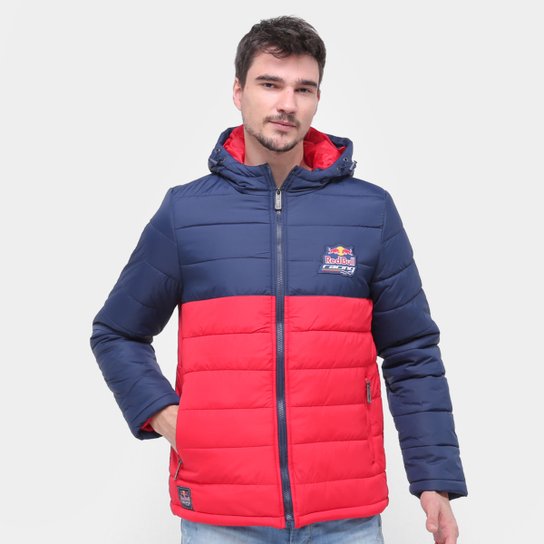 Jaqueta Red Bull Puffer Capuz Removível Masculina - Azul+Vermelho Menor preço em Jaqueta Red Bull Puffer Capuz Removível Masculina - Azul+Vermelho