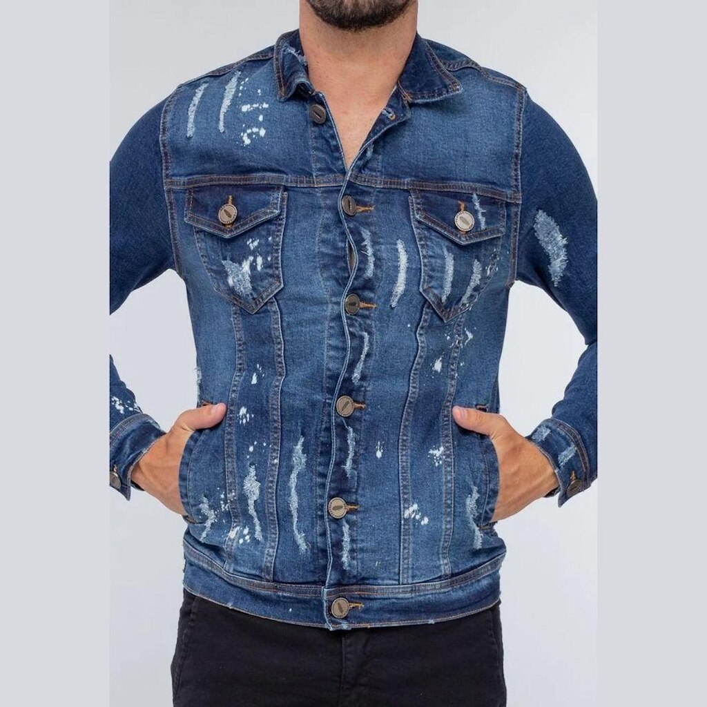 Jaqueta Red Feather Jeans Blue Destroyed