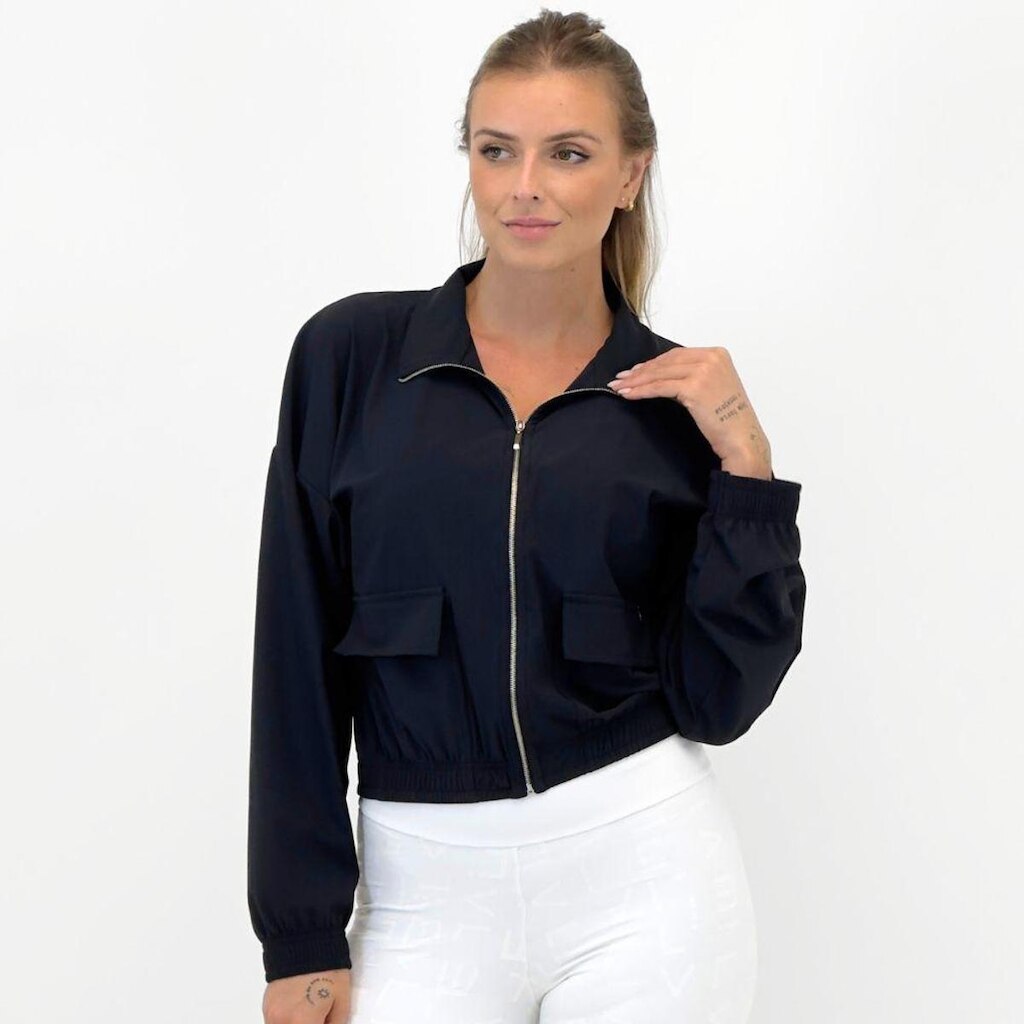 Jaqueta Rosa Bella Bomber Microfibra Gola Alta Feminina