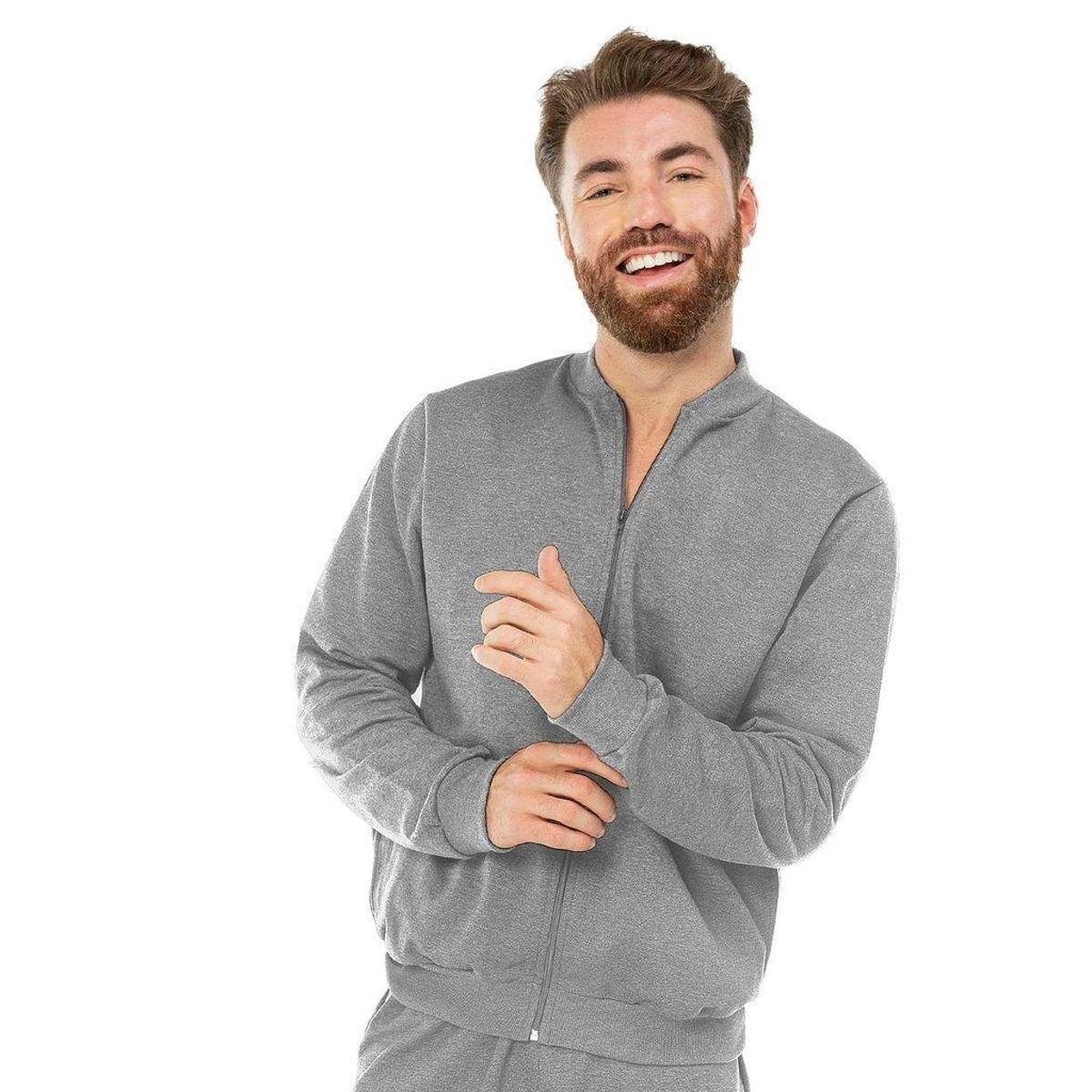 Jaqueta Rovitex moletom masculina Cinza Claro Netshoes