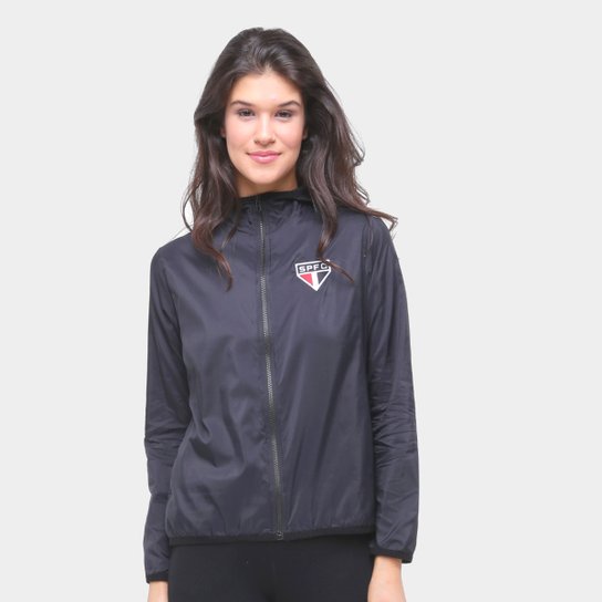 Jaqueta São Paulo New Force Capuz Feminina - Preto Menor preço em Jaqueta São Paulo New Force Capuz Feminina - Preto