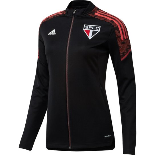 Jaqueta São Paulo Treino 21/22 Adidas Feminina - Preto Menor preço em Jaqueta São Paulo Treino 21/22 Adidas Feminina - Preto