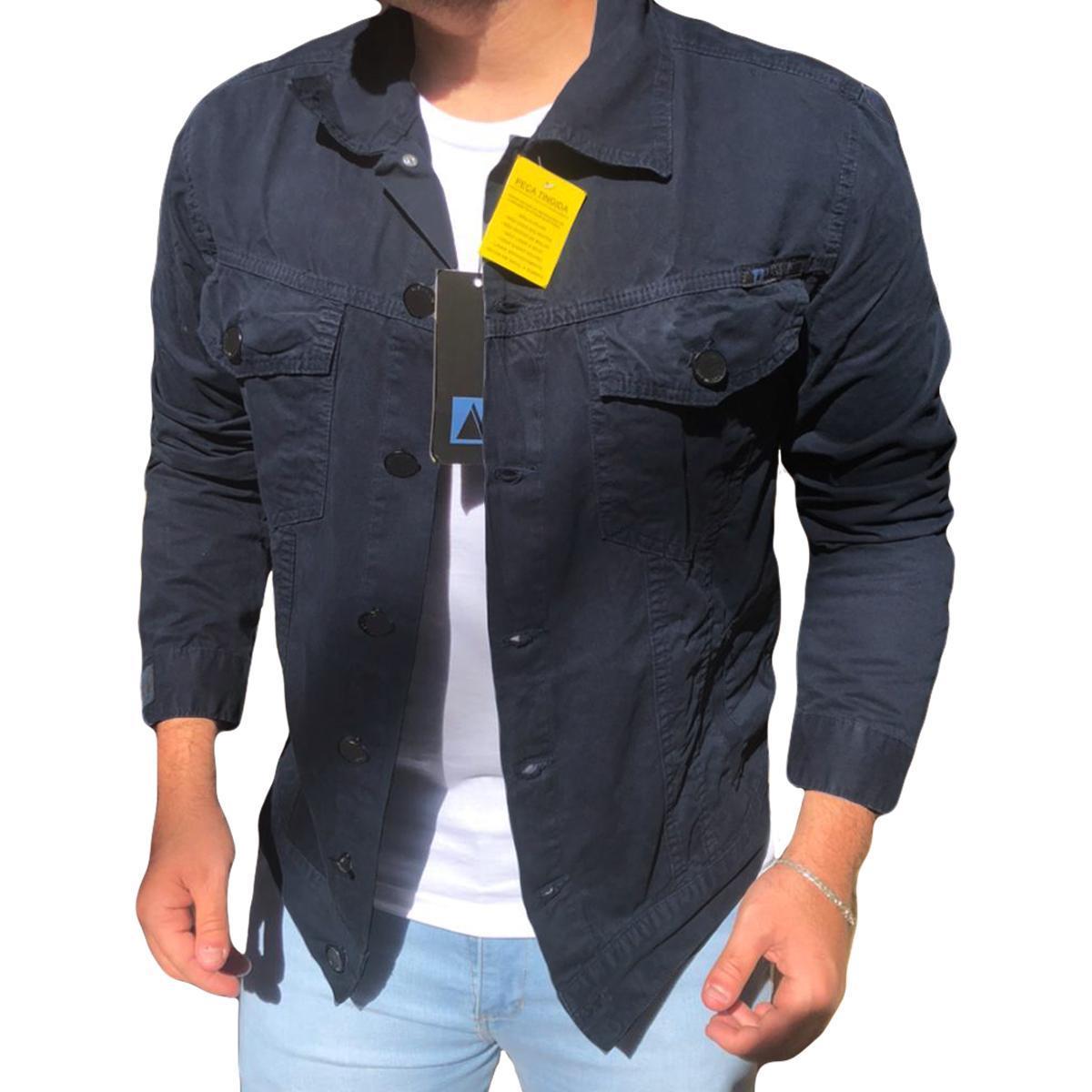 Menor preço em Jaqueta Sarja Azul Escuro Tinturada Masculina Slim Fit