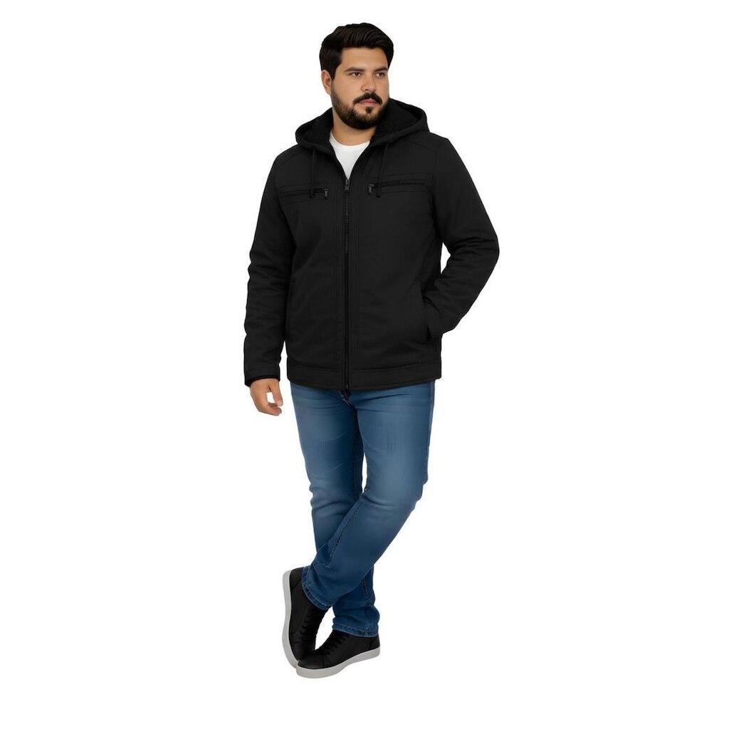 Jaqueta Sarja Masculina Revestida Com Bolsos Plus Size