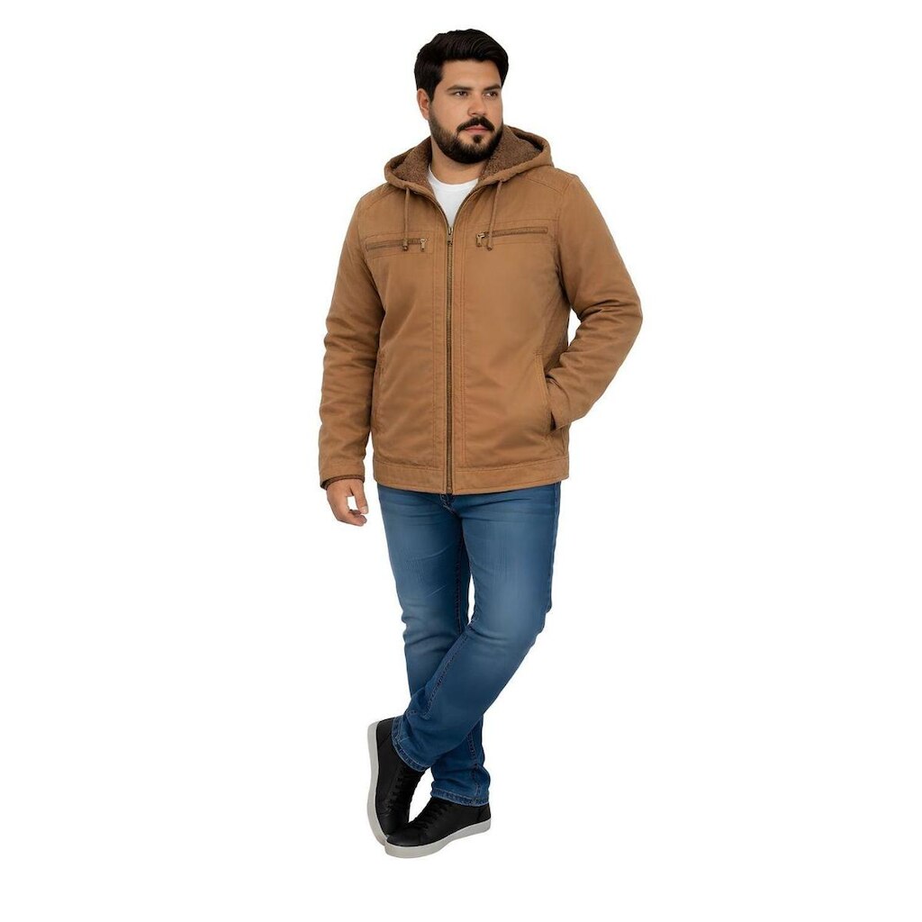 Jaqueta Sarja Masculina Revestida Com Bolsos Plus Size