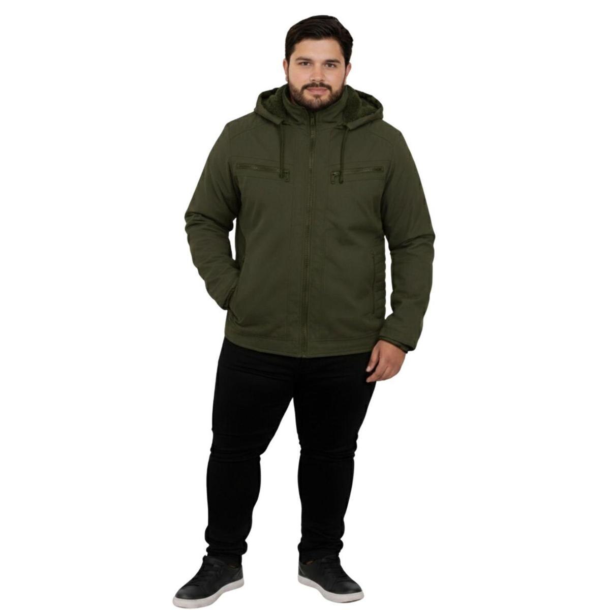 Jaqueta Sarja Masculina Revestida Com Bolsos Plus Size Menor preço em Jaqueta Sarja Masculina Revestida Com Bolsos Plus Size