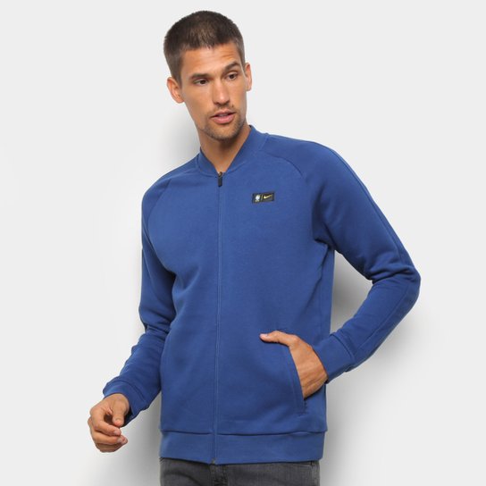 Jaqueta Seleção Brasil Nike Fleece Masculina - Azul Menor preço em Jaqueta Seleção Brasil Nike Fleece Masculina - Azul