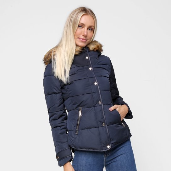 Jaqueta SeV Nylon Parka Matelassê Com Capuz Pelo Feminina - Marinho Menor preço em Jaqueta SeV Nylon Parka Matelassê Com Capuz Pelo Feminina - Marinho