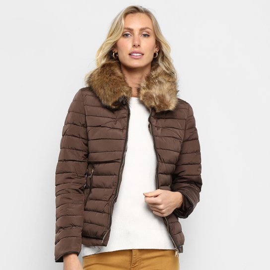 Jaqueta SeV Puffer Debrum Capuz c/ Pelo Feminina - Marrom Menor preço em Jaqueta SeV Puffer Debrum Capuz c/ Pelo Feminina - Marrom